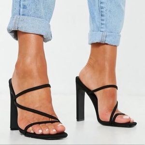 Misguided Black multi Strap Mules